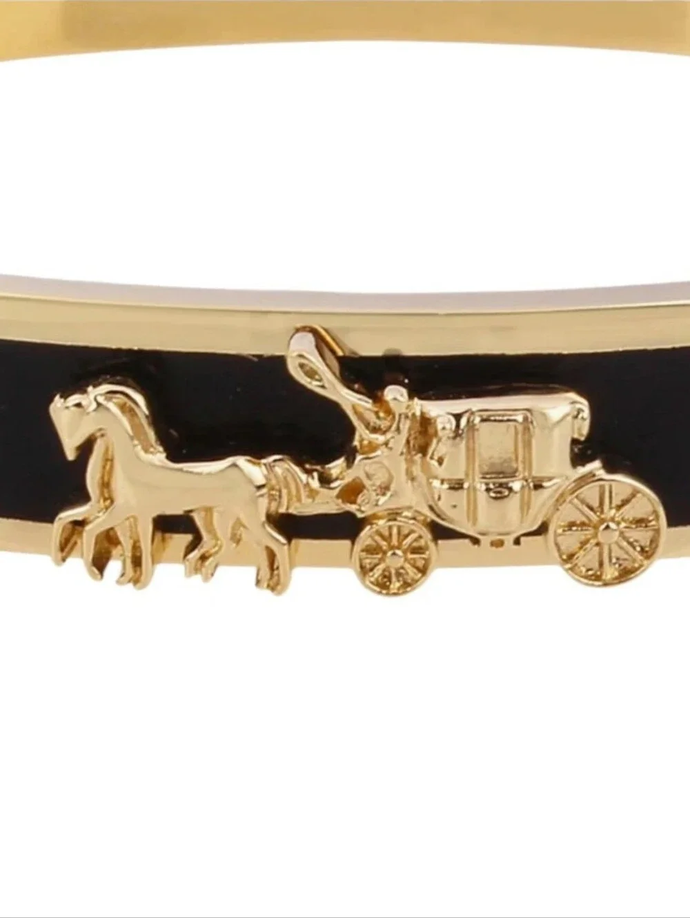 Coach Horse And Carriage Black Enamel Hinge Bracelet